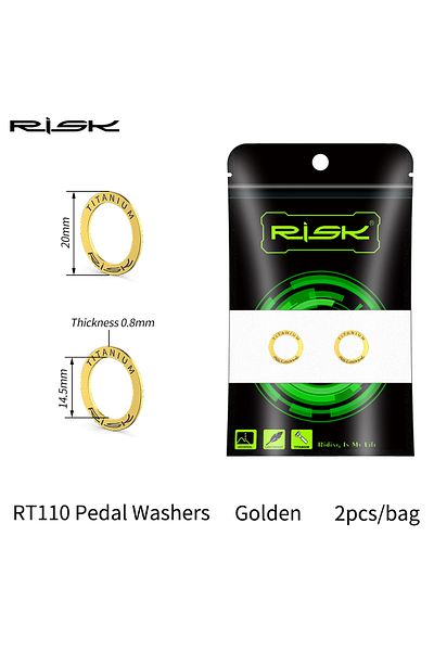Choice RT110 GD Risk 2pcs Bike Titanium alloy Pedal Washer,OD 20mm Spacer Gasket for MTB Road Bicycle Crank