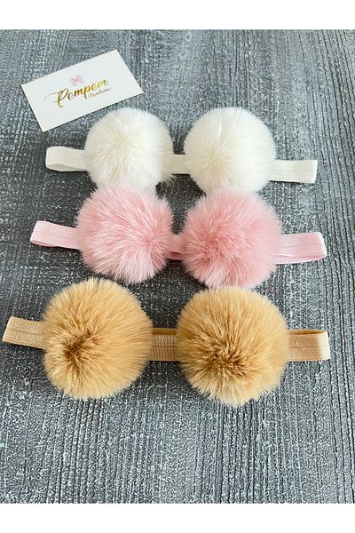 pempem bandana Baby Girl Pom Pom Bandana Set
