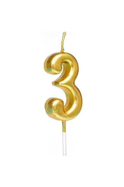 Briggs Lumânare pentru tort, 4,5 x 2,5 cm, aurie, numărul 3,