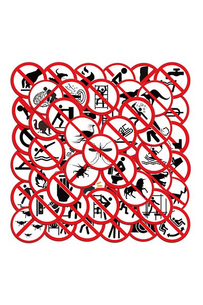 Choice 62PCS 62PCS Creative Funny Prohibited Identification Stickers Warning Signs Decorative Luggage Noteb