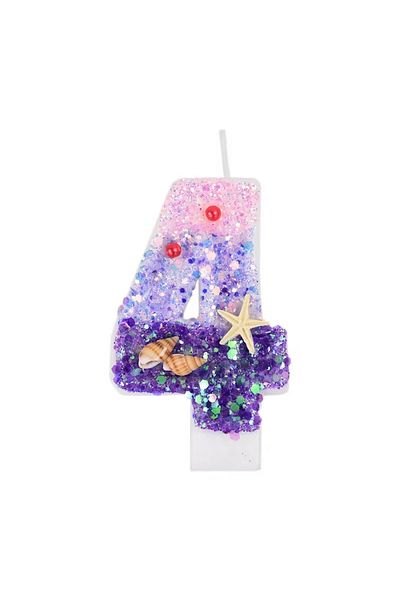 Choice 4 Mermaid Number Candles Glitter Cake Toppers for Girls Birthday Party Under The Sea Decorations P.