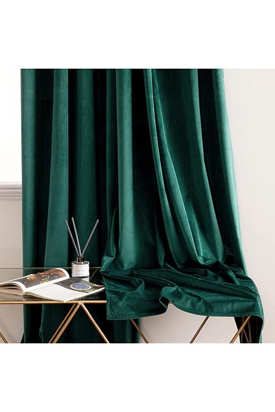 Metropolitan Concept Set of two full blackout velvet curtains, worked on staple rings