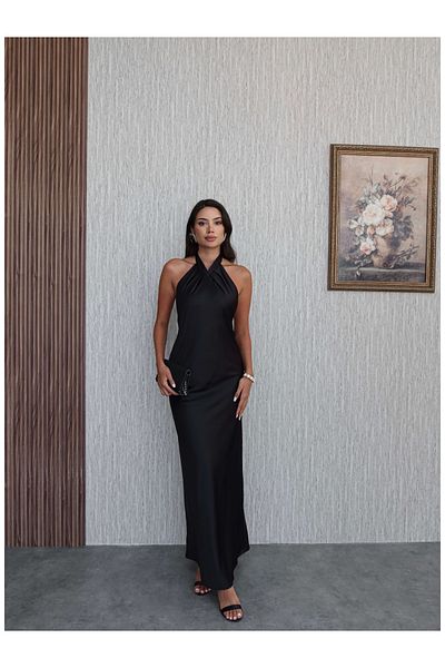 ESRAHELVACI Rochie din satin cu șireturi în față