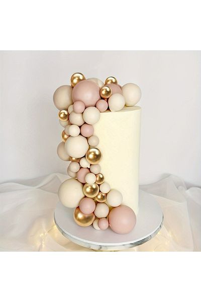 Choice coffe gold A set of 17pcs of 3-color cake decoration balls, nude and coffee color 3-color cake top d