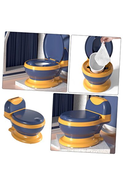 Flippy Baby Potty (1–8 yrs) – Adult Toilet Model, Soft PVC Seat, 34×32×19 cm, Blue/Orange
