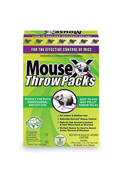 MouseX عبوات رمي حبيبات الطعم غير السامة سهلة الاستخدام، مكونة من 6 قطع، 2 أونصة