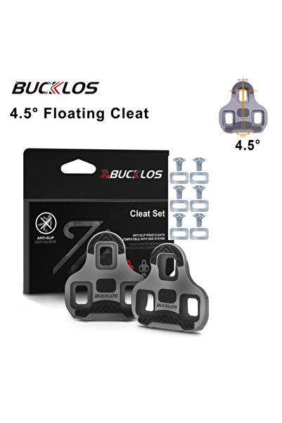 BUCKLOS مشابك دواسات الدراجات LOOK KEO ذات اللون الرمادي بزاوية 4.5 درجة لدواسة دراجات الطريق 0/4.5/9 درجة عائمة S
