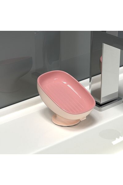 Flippy Săpunieră din plastic, rabatabilă, cu ventuză, design modern, roz