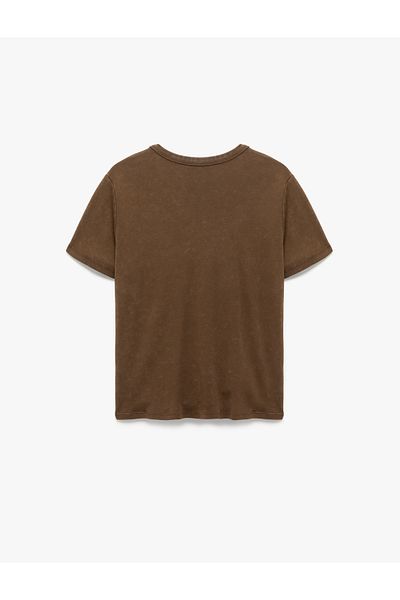 Koton Cotton Faded Effect Short Sleeve Crew Neck T-Shirt