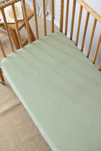 %100 Organik Pamuk Bürümcük Müslin Lastikli Çarşaf Bebek&Çocuk 70x120 cm +15cm Yatak Yüksekliği