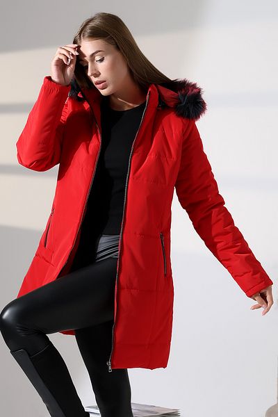 Talsmoda TALS FASHION FEMEII CULOARE ROȘU IMPERMEABILĂ și IMPERMEABILĂ, REZISTENT LA SPALARE, MANTALE MATLASATE CU BLANĂ