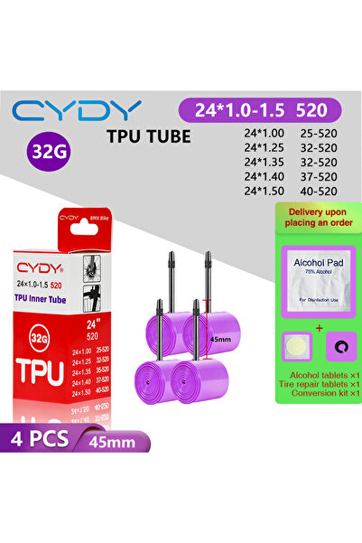 choice2 Presta Valve 45mm 520 24x1.0-1.5 4PC 32G CYDY Bike TPU Inner Tube Cam...