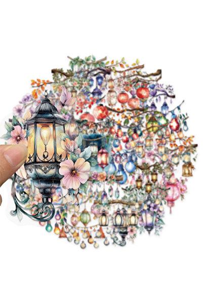 Choice 50 قطعة من ملصقات بلاستيك PET على شكل فانوس، مناسبة لحافظات الهواتف وأ...