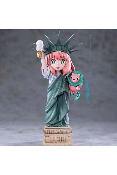 Miniso No box Anya Forger 19cm Spy×Family Anya Forger Statue Of Liberty Anime Girl Action Figure Model Stat