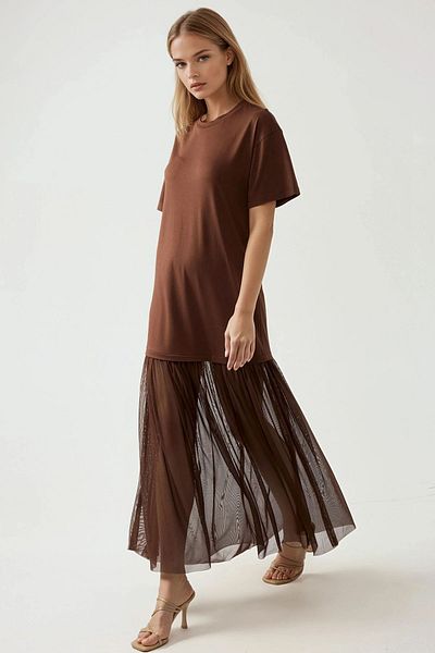 Hiccup Rochie Midi cu Fusta din Tulle Pika Collection