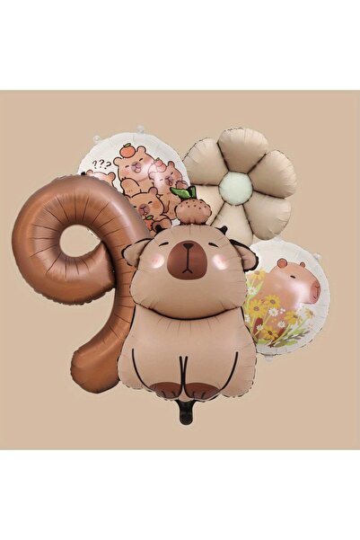 Miniso أخرى 9 بالونات كابيبالا جديدة من الألومنيوم، بالونات فيلمية، ديكور حفلات عيد ميلاد عابرة للحدود، 1 جولة في