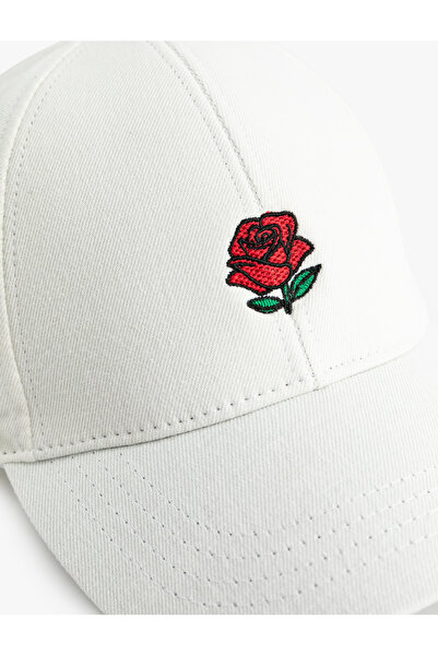 Koton Rose Embroidered Cotton Cap Hat
