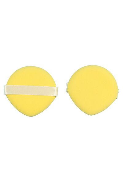 Briggs Burețel de machiaj triunghiular, reutilizabil, utilizare umedă sau uscată, 5,5 x 5,5 x 0,9 cm, puf de pudră, galben