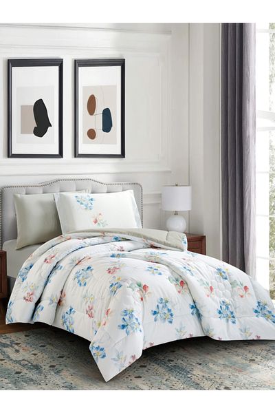 Donetella 4-Piece Digital Print Comforter Set – Twin Size 170x230 cm, Soft Microfiber Bedding Set.