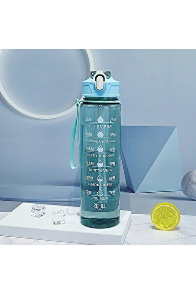 Choice Green-C 800ml/27oz Large Capacity Sports Water Bottle Leak Proof Plastic Drinking Cup With Time Scal