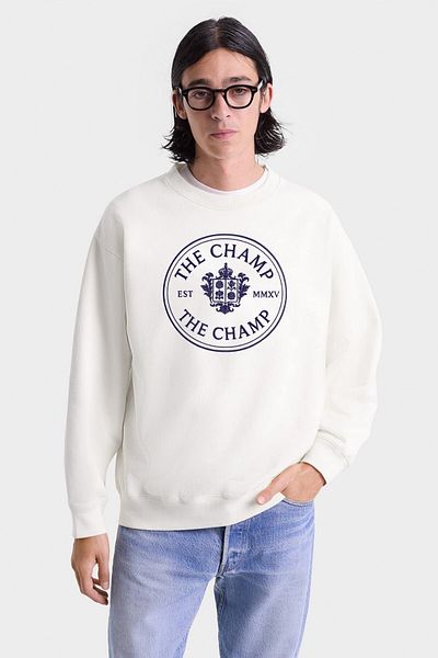 The Champ Clothing Hanorac unisex Ecru – Emblemă The Champ, decolteu, stil City și University