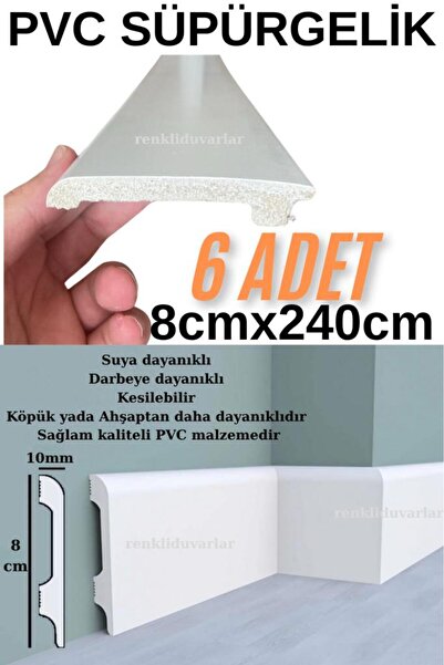 Renkli Duvarlar 6 Adet 8cmx240cm Munut PVC Süpürgelik Suya Neme Dayanıklı PVC Parke Seramik Salon Mutfak Süpürgeliği
