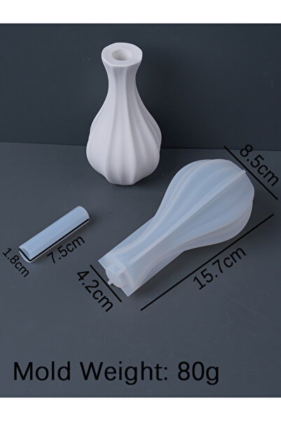 Choice مزهرية مخططة ذات عنق رفيع وفم مزهرية قالب سيليكون بسيط من السيراميك وا...