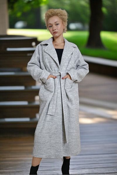 yagmurberen 100% Wool Women's Coat with Non-Closure Belt Lined