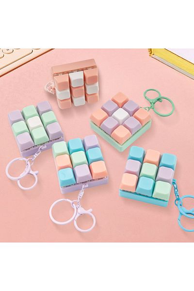 Choice Random Color 1PC 9 Keys Keyboard Fidget Keychain Antistress Keyboard Button Fingertip Key Cap Pendan
