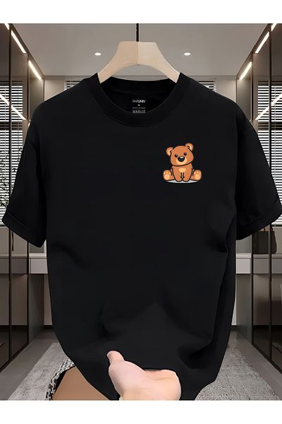 PARUNIV Tricou barbati, Teddy Wear, Classic Regular Fit, Bumbac 100%, Vegan Approved