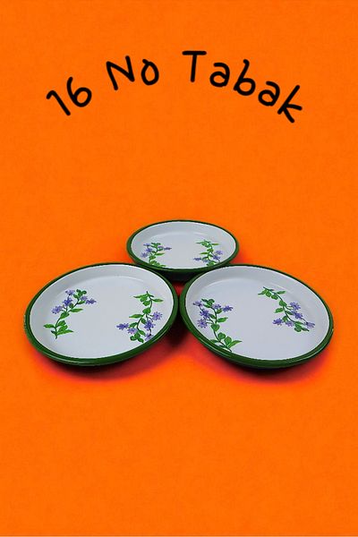 İnci Emaye 16 cm 3 Piece Enamel Plate Single Coffee Plate, Serving Plate Snack Plate, Gift,