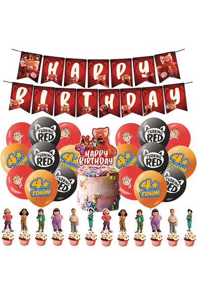 Hilloly children's birthday set, latex/paper, multicolor, 32 pieces
