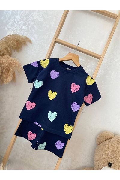 Uslukids Girl's Heart Shorts Suit
