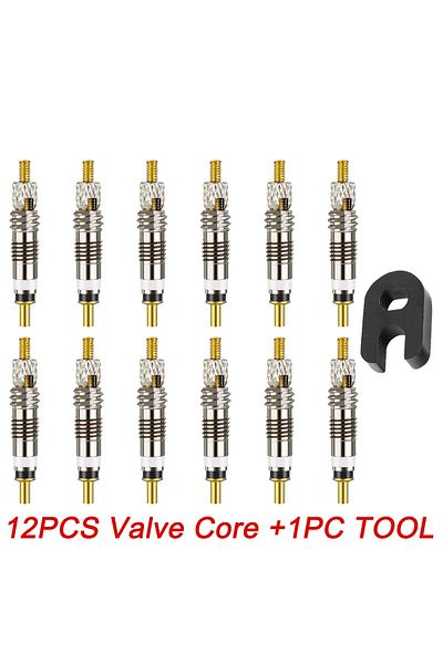 Choice 12PCS and 1Tool Repair Tools Presta Valve Core Kit Bike Supplies Bike Tire Tools Valve Core Removal