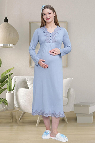Mavelle Women's Pregnant Maternity Dressing Gown Nightgown Pajamas Set 1519