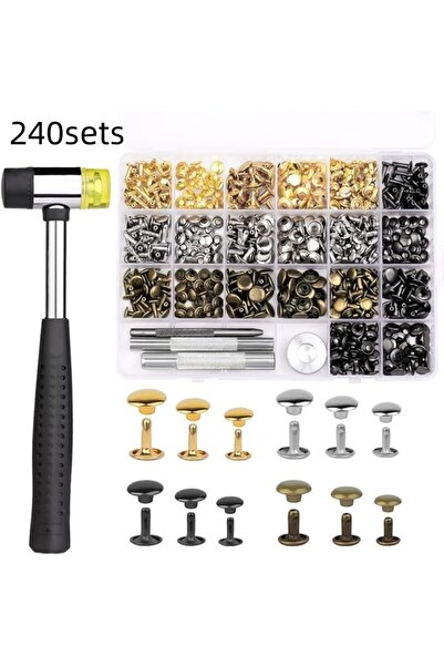 choice2 240 مجموعة مسامير برشام جلدية مزدوجة الغطاء من MIUSIE بأربعة ألوان مع...