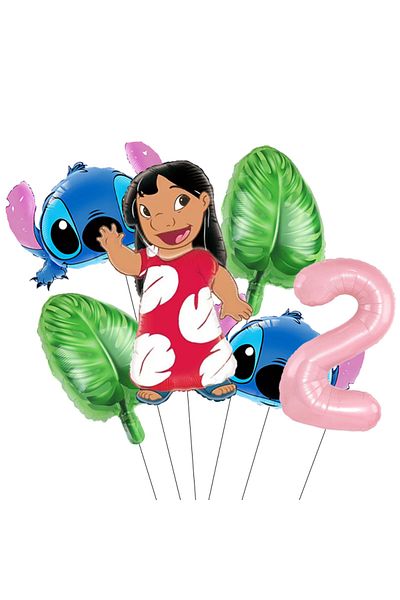 Miniso 32inch Pink-2 6Pcs Lilo & Stitch Party Balloons Number Balloon Garland Arch Kit Baby Shower Stitch B