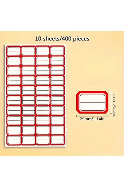 Choice 10sheets 10sheets/400pcs Self-Adhesive Label Stickers for Handwritten Classification and Price Tags