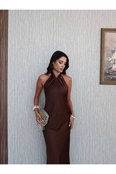 ESRAHELVACI Σατέν φόρεμα με δεμένο μπροστινό κορδόνι