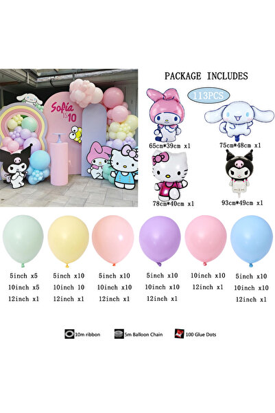 Miniso Other 1set 1set Kuromi Cinnamoroll My Melody HelloKitty Theme Balloon Set Foil Balloon Kids Birthday