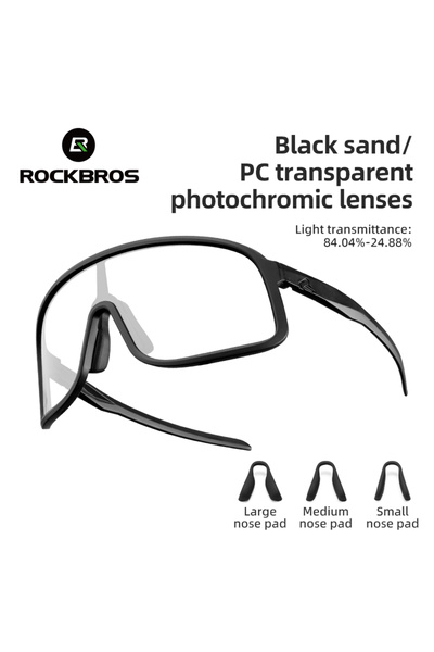 ROCKBROS نظارات شمسية فوتوكرومية SP350-01 بعدسات كبيرة الحجم عالية الدقة للدر...