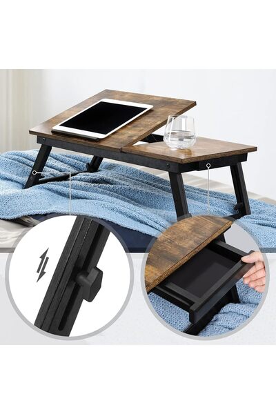 OEM SONGMICS Laptop Bedside Table, Foldable and Adjustable, 55x35x23 cm, Brown