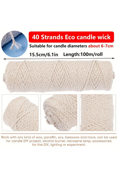 Choice مجموعة أدوات صنع الشموع الصديقة للبيئة من 40 خيطًا بطول 100 متر/لفة، ف...
