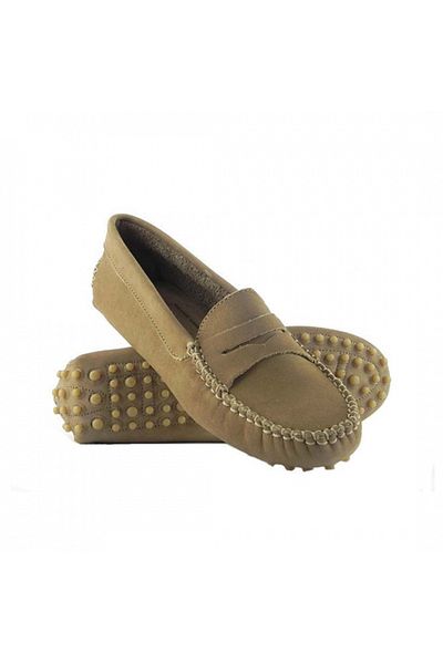 ZAZAMAG Mocasini dama din piele naturala intoarsa Dali casual, beige