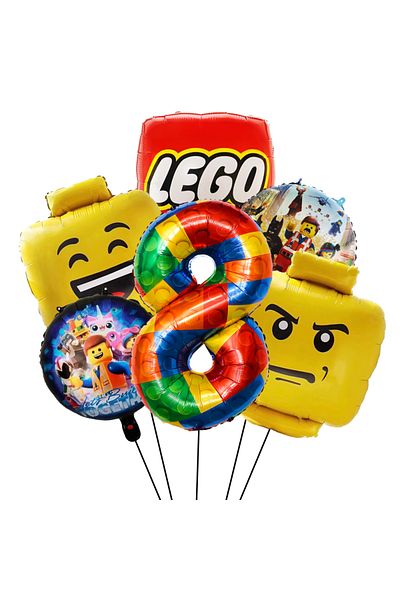 Miniso 32inch NO.8 6pPcs New Building Block Number Balloons Block Latex Balloons for Colorful Blocks Theme