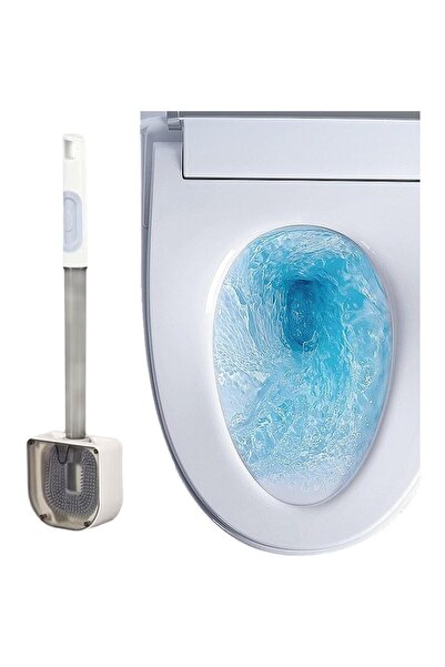 Flippy Toilet Brush with Detergent Container, Plastic+TPR, No-Drill Mounting, 40 x 9 cm, White