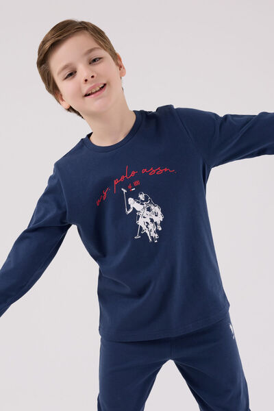 U.S. Polo Assn. U.S. Polo Assn Erkek Çocuk Mavi Pijama Takımı