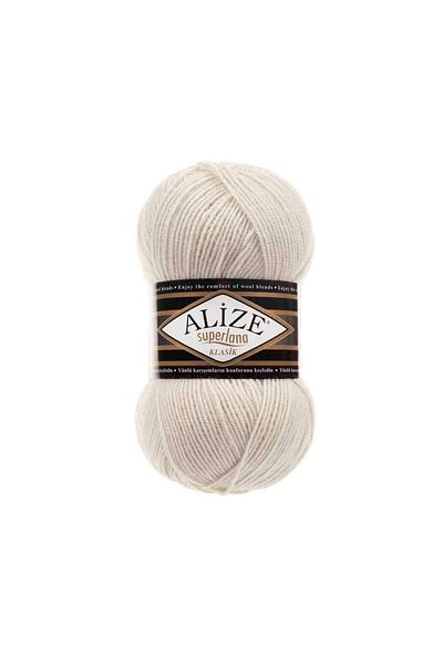 Alize Superlana Classic Hand Knitting Yarn 100g – 75% Acrylic 25% Wool – Color No: 599 - Ivory