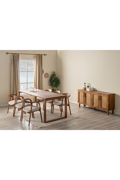 Vivense ATLAS MASİF YEMEK ODASI TAKIMI, CEVİZ