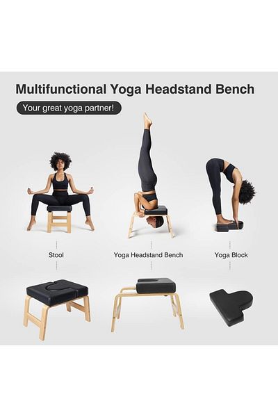 vayne Wooden Yoga Inverted Posture Bench Inversion Head Stand Chair |   Helps with Back & Neck Pain